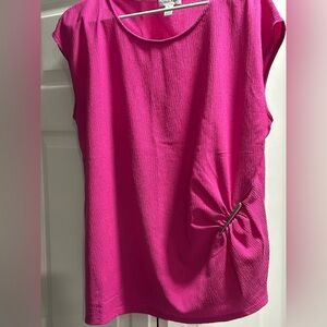 Calvin Klein Pink Asymmetrical Ruched Sleeveless Blouse